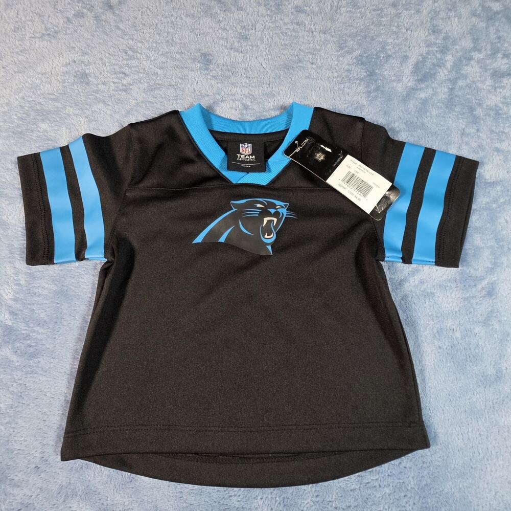 Carolina Panthers NFL Jersey Shirt Baby 12M Black Blue NWT Team Apparel